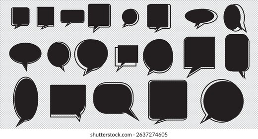 Black, gray speech bubble collection. Set of speech bubble. Speech bubble comic EPS 10