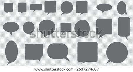 Black, gray speech bubble collection. Set of speech bubble. Speech bubble comic EPS 10