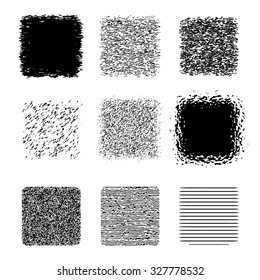 Black and gray spots, a collection set of black and gray spots grunge halftone texture 
