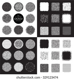 Black and gray spots, a collection set of black and gray spots grunge halftone texture