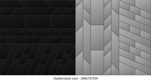 Black And Gray Square Shape, Seamless Geometric Pattern. Templates for background, banner, brochure, book cover, business card, flyer, leaflet, poster, tile, wallpaper. Vector illustration.