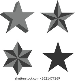 Conjunto de iconos de estrellas negro y gris: estrellas geométricas de Vector para diseño y decoración
