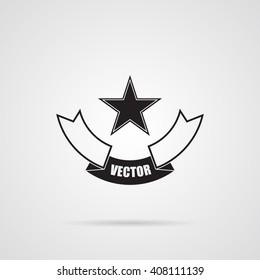 Black gray Star vector emblem. 