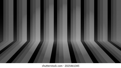 Fondo de la sala de las franjas negra y gris. Pared de fondo abstracta y suelo con espacio vacío. Estilo de línea vertical. Diseño usado para fondo y mostrar el producto
