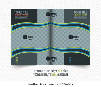 Black, Gray Style Bi-Fold Brochure Design. Corporate Leaflet, Cover Template