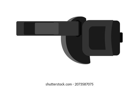 Gafas de realidad virtual de color negro y gris aisladas en un fondo blanco. Vista lateral. Ilustración vectorial plana
