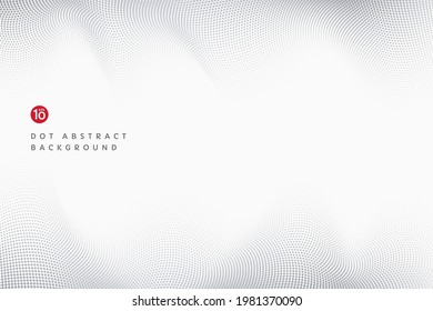 Black and gray wavy dot line pattern banner design with copy space. Technology black particles 3D movement of sound dynamic on white background. Abstract template design. EPS10 vector