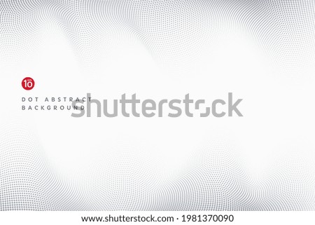 Black and gray wavy dot line pattern banner design with copy space. Technology black particles 3D movement of sound dynamic on white background. Abstract template design. EPS10 vector