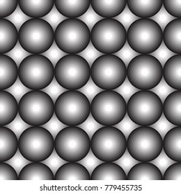 Black, gray and white circles. Seamless abstract geometrical pattern. Vector illustration.