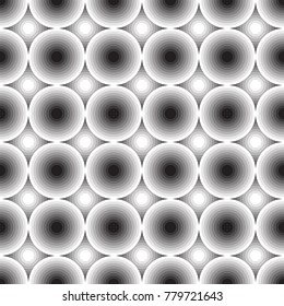 Black, gray and white circles. Seamless abstract geometrical pattern. Vector illustration.