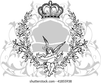 Black, Gray  And White Crowned Cupid. Vector Illustration.