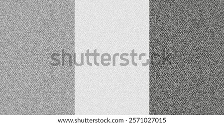 Black, gray and white denim fabric texture. Seamless patterns set of jeans cloth. Texture of cotton textile material or canvas. Abstract seamless patterns of denim, vector illustration
