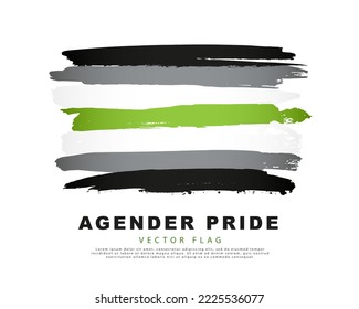 Pulseras de pincel negro, gris, blanco y verde, dibujadas a mano. La bandera del orgullo de género. Falta de identidad de género. Identificación sexual. Un colorido logo de una de las banderas LGBT.