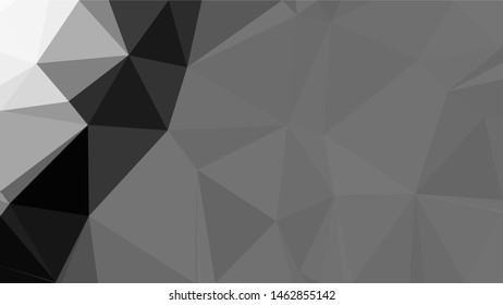 Black, gray and white modern gradient triangle background texture made out of triangles of  different sizes in vector art, to be used as background/texture for sites/posters (Low Poly texture)