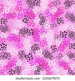 Patrón de puntos abstractos negros, grises, blancos y rosados sobre fondo rosado. Patrón de textura para servilletas, tejidos, camisas, vestidos, ropa de cama, mantas, manteles y otros textiles. Plantilla para ornamento.