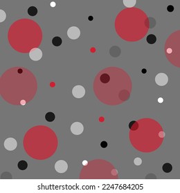 Schwarze, graue, weiße und rosafarbene Punktmuster auf grauem Hintergrund. Texturmuster für Servietten, Gewebe, Hemden, Kleider, Bettwäsche, Decken, Tischdecken und andere Textilien. Vorlage für Verzierungen.