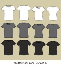 Black, gray and white t-shirt template