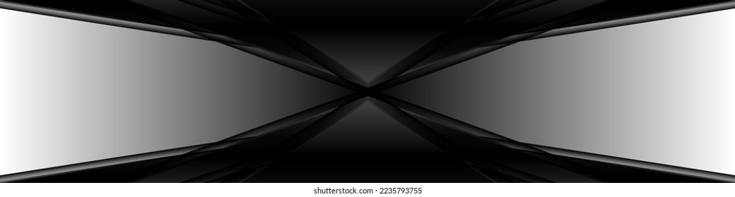Black and gray wide modern abstract background. Vector illustration