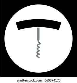 black and gray wine corkscrew simple icon eps10