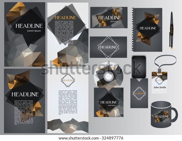 Black Gray Yellow Geometric Corporate Identity Stock Vector Royalty Free 324897776