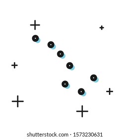 Black Great Bear constellation icon isolated on white background.  Vector Illustration