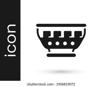 Black Greek ancient bowl icon isolated on white background. Antique amphora with patterns collection. Ancient Greece bowl.  Vector
