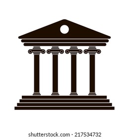 black Greek colonnade. concept of lawyer, justice palace, judge, monumental facade and courtroom. isolated on white background. trendy modern logo branding design vector illustration