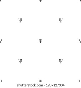 Black Greek letter Psi seamless pattern on white background.  Neuropsychology and psychology wallpaper.  Psychotherapy concept. Vector illustration