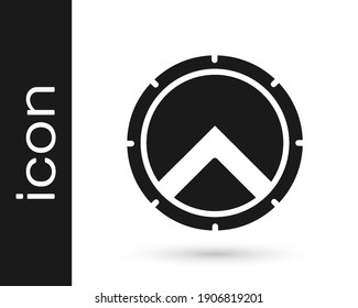 Black Greek shield with greek ornament icon isolated on white background.  Vector