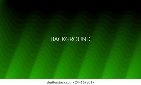 Black and green abstract background with sharp wavy lines and gradient transition, dynamic flame shape. Inclined bends. Shape of mountain peaks	

