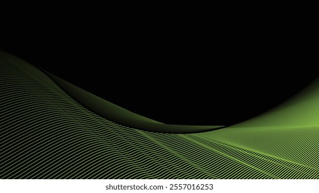 Black green abstract background with green stripes line for backdrop or presentation