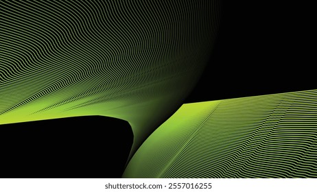 Black green abstract background with green stripes line for backdrop or presentation