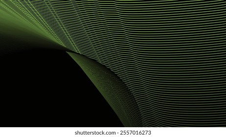 Black green abstract background with green stripes line for backdrop or presentation