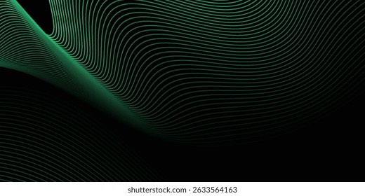 Black green abstract background with green stripes line for backdrop or presentation