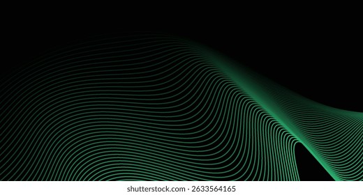 Black green abstract background with green stripes line for backdrop or presentation