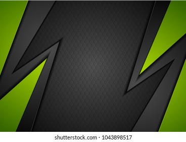 Black and green abstract geometric corporate background. Vector design