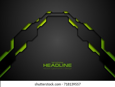 Black and green abstract technology corporate vector background