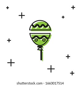 Black and green Balloon with ribbon icon isolated on white background. Happy Easter.  Vector Illustration