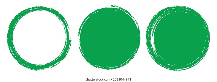 Black, green, blue grunge round shapes. Brush strokes frames elements, frames for design. Vector isolated on white background.