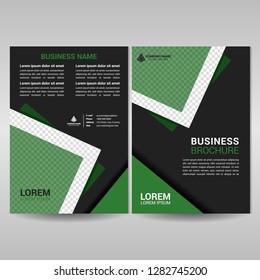 Black and green brochure design template. Annual report cover design, flyer, magazine in A4