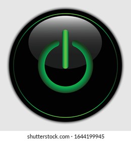 Black and green button icon vector
