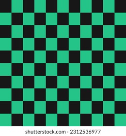 Black and green check pattern. Ichimatsu pattern. Vector.