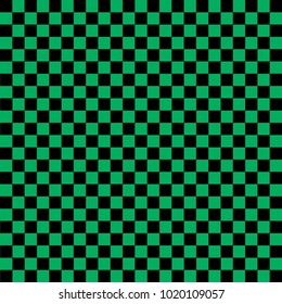 Black and green checkered background. Background in a cage. Vector illustration