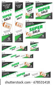 Black and Green Color Scheme web banners Template in multiple sizes. 
Easy to adapt for Brochure, Annual Report, Magazine, Poster, Corporate Advertising media and Website.