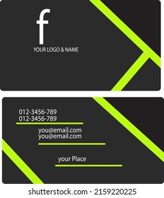  Schwarz-Grün-Farben. Sauberes flaches Design. Vektorgrafik. Visitenkartenmotiv