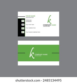 Black and green combination modern simple vector name card, business card or visiting card design.
