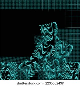 Black and green digital world vector background with dots and grid decorations