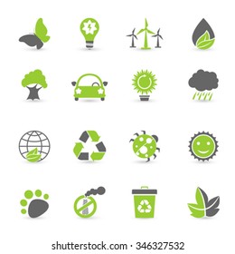 Black And Green Ecology Icon Set