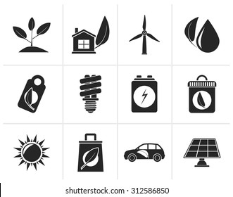 Black Green and Environment Icons - vector icon set