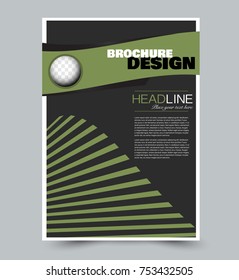 Black and green flyer template. Abstract brochure design. Annual report cover background. For business, education, advertisement. Editable vector illustration.